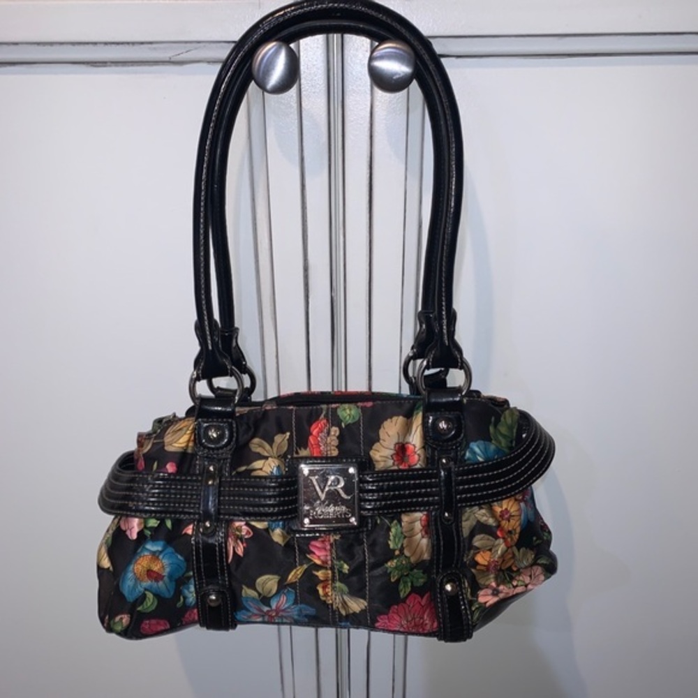 ***  Victoria Roberts black bag floral shoulder